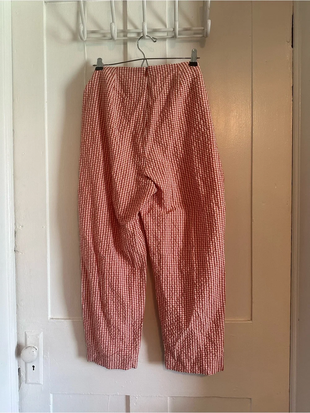 Free People West Side High-Waisted Gingham Tie-Belt Crop Pants